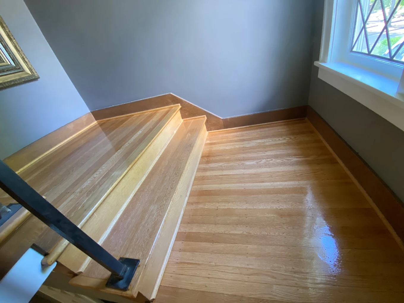 Hardwood stain testing process in a Portland home