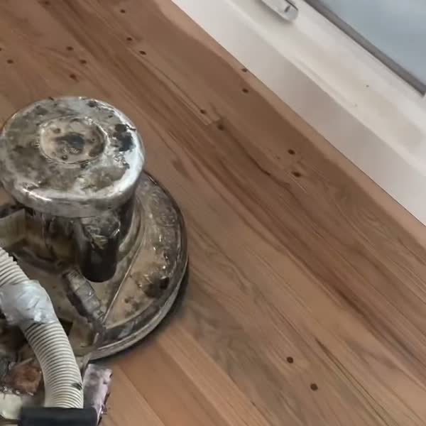 Hardwood floor installation in progress during Portland summer