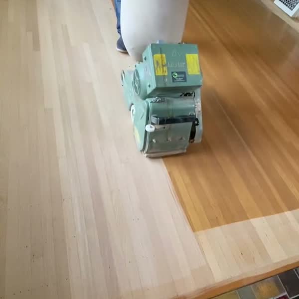 Original 1913 historic hardwood floor during restoration in Portland