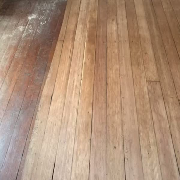 Historic Douglas fir flooring during restoration and sanding in Sellwood Portland bungalow